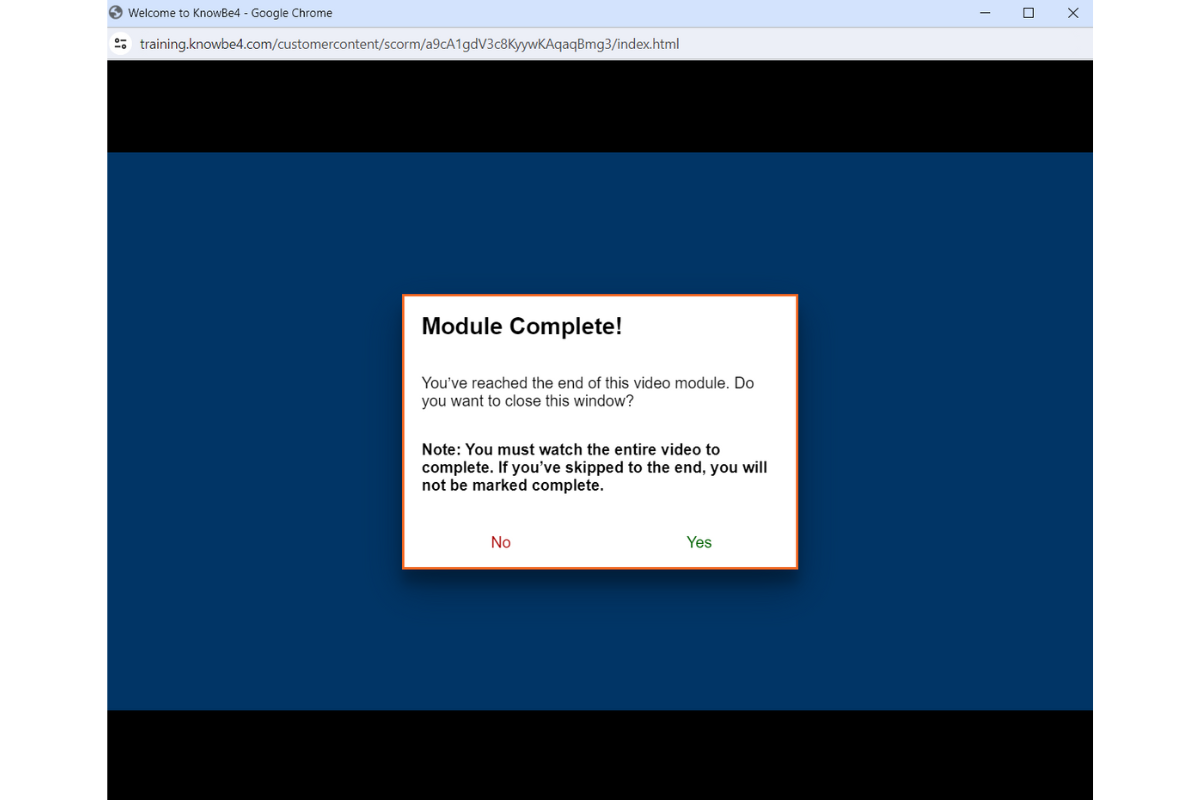 Module completed screenshot